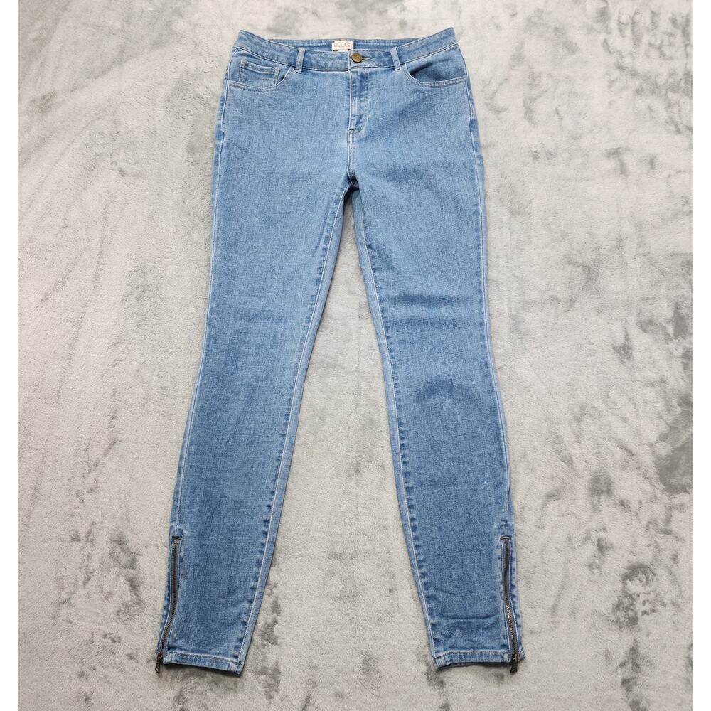 LOGO Lori Goldstein Jeans Womens 6 Blue Mid Rise Skinny Zip Hem Ankle Stretch